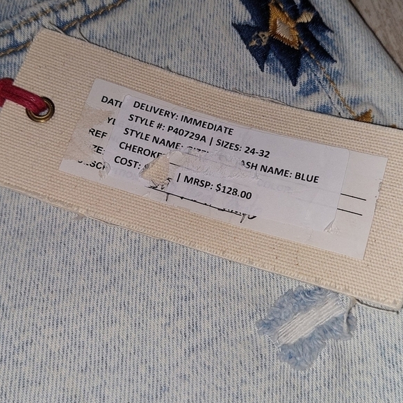 NEW Driftwood Gizelle Geometric Embroidered Straight Jeans Ladies Size 26 - Picture 6 of 12